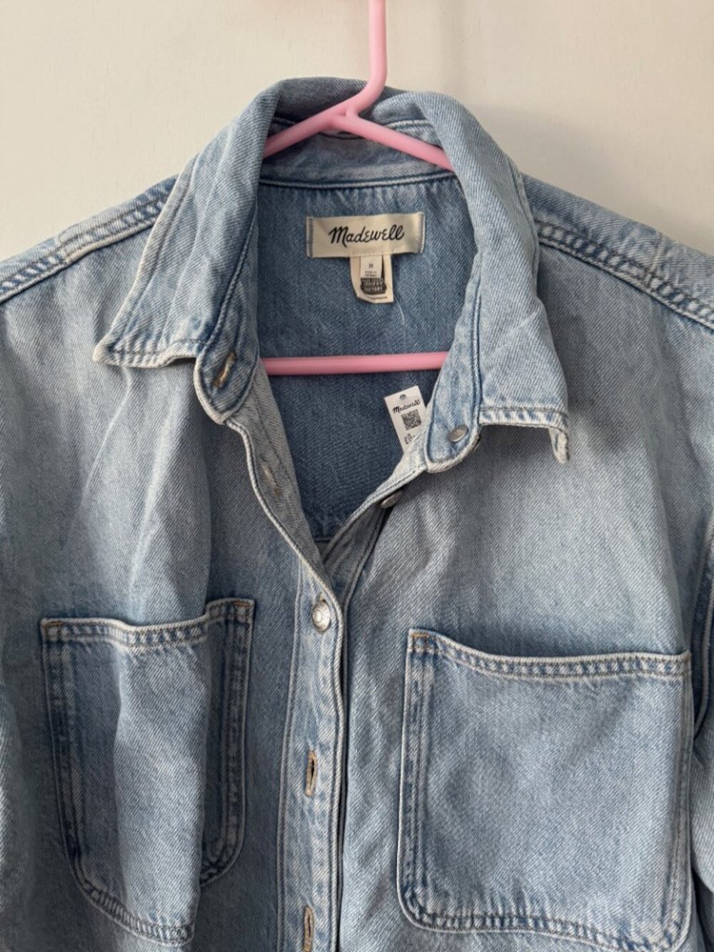 Madewell - Cropped Shirt Jacket in Frost Wash Denim Jacket - Size M - Picture 3 of 4